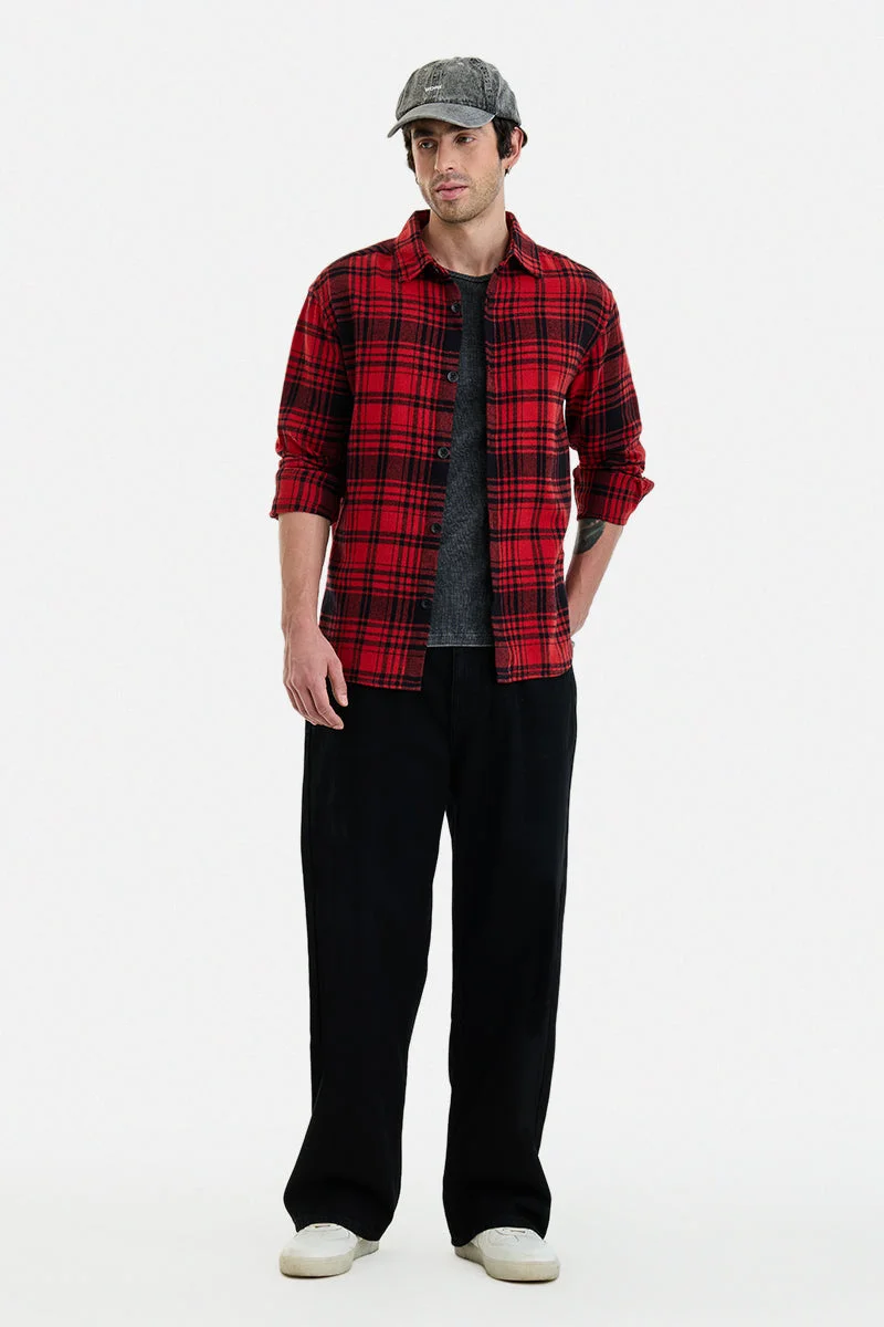 سنيتش 100% Cotton Plaid Relaxed Fit Shirt